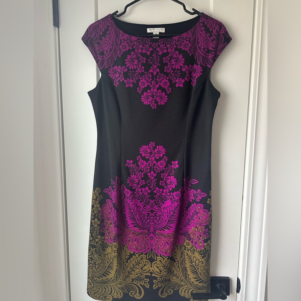 Modest Black Dress with Purple Gold embellishment